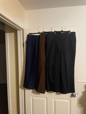 Alfred Dunner 3 Pair Straight-Leg Pants - Navy, Brown & Black 16P